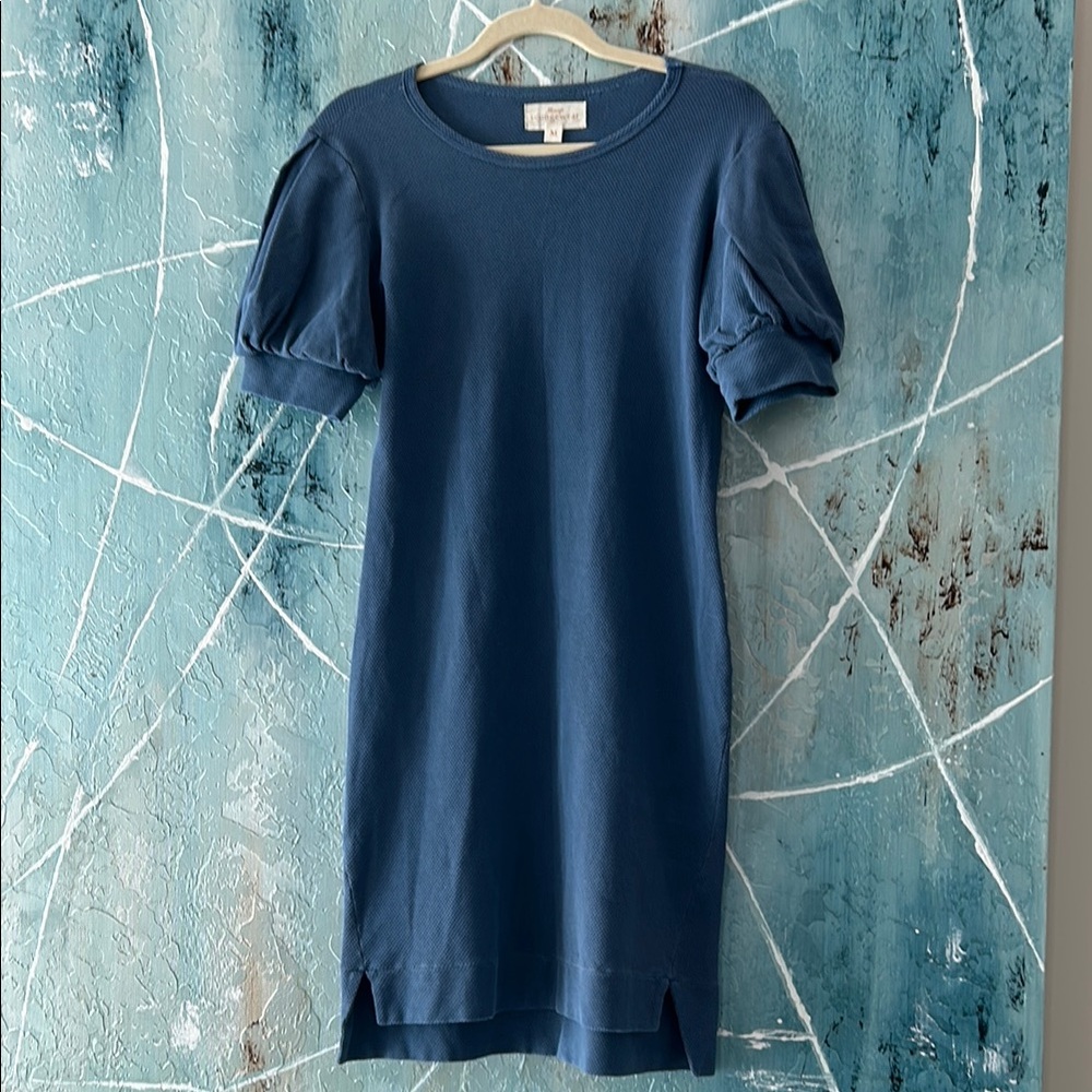 Maaji Blue Crew Neck Puff Sleeve Mini Dress